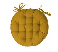 Atmosphera - Cuscino rotondo in cotone giallo senape D38 cm
