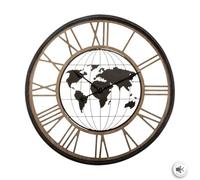 Orologio da Parete Con Mappa Del Mondo E Romane Cifre,Leise Meccanica,Ø 67 CM -