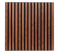 Atmosphera Interior Designer - Panel Decorativo de Lamas de Madera - 60x60cm - Efecto nogal sobre Fondo Gris - Reducción de ruido - Entrada, dormitorio, salón