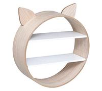 Atmosphera - Mensola da parete con orecchie in legno, 38 cm, colore: Beige e Bianco