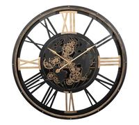 Atmosphera - Orologio da parete grande Clark, nero e oro, diametro 110 cm, ingranaggi in movimento, stile industriale - Per soggiorno, ufficio, corridoio