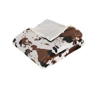 Atmosphera - Plaid in microfibra stampata con pelle di mucca, 130 x 160 cm