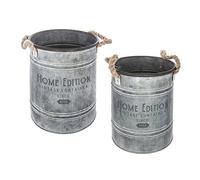Atmosphera - Set di 2 secchi in metallo, colore: grigio