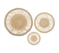 Atmosphera - Set di 3 decorazioni da parete in Seagrass D 38-28 e 18 cm