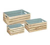 Atmosphera - Set di 3 scatole portaoggetti in legno interno verde