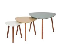 Atmosphera - Juego de 3 mesas nido Mileo - Multicolor y madera, 45 cm de alto - Estilo retro escandinavo - Mesas auxiliares y de centro para salón