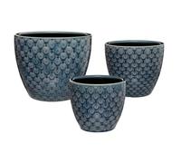 Atmosphera - Set di 3 vasi da fiori in ceramica, blu