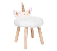 Atmosphera - Sgabello per bambini unicorno in legno e pelliccia bianca, altezza 40 cm