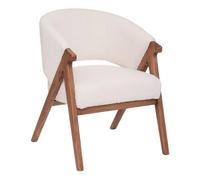 Atmosphera - Sillón Amza blanco, tejido bouclé y estructura de madera, 82,5 cm de alto - Para salón, dormitorio y oficina