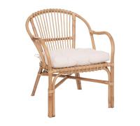 Atmosphera - Sillón Neta de ratán natural y algodón - Blanco - 60 x 68 x 77 cm - Asiento cómodo - Para salón, dormitorio, invernadero