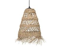 Atmosphera - Sospensione Lahys in Paglia Intrecciata Beige, D. 28 x H 48 cm, paralume traforato stile bohemien - lampada per soggiorno, camera da letto