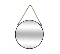 Atmosphera - Specchio Rotondo da Appendere, Nero - Diametro 38 cm, Cornice in Metallo e Corda di Iuta - per corridoio, Soggiorno, Bagno
