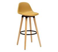 Atmosphera - Taburete de bar escandinavo Maxon, amarillo ocre - Alto 91,5 cm, Patas de haya, Asiento cómodo - Para cocina y bar