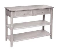 Atmosphera - Tavolino consolle Charme in legno sbiancato, 110 x 40 x 85 cm, 2 cassetti, 2 ripiani - Mobile contenitore per ingresso, soggiorno