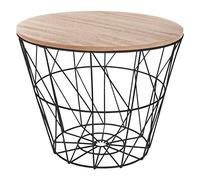 Atmosphera - Tavolino laterale Kumi in legno e nero con cestino - P 38 x H 30,5 cm, contenitore, stile scandinavo - Per soggiorno, camera da letto, tavolino d'appoggio