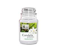 Atmosphere Chic, Candela Profumata Giara Grande 510gr, Muschio bianco, Stoppino naturale, durata fino 150 ore