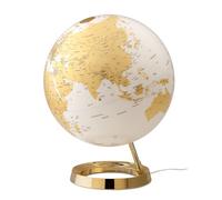Tecnodidattica - Mappamondo Light&Colour Metal Gold | Luminoso, girevole, con cartografia Politica aggiornata | Lampada di design | Diametro 30 cm
