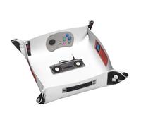 Atmosphere of the era, vassoio portaoggetti in pelle, portachiavi, monete, orologi, orecchini e altri accessori, un must per la casa