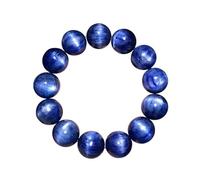 ATMRC Bracciale con perline di cianite blu naturale for donna uomo, braccialetto elasticizzato con cristalli di guarigione energetica Reiki Cat Eye(8mm)