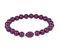 ATMRC Bracciale con perline di cinabro naturale for donna uomo, amuleto del braccialetto con ciondolo a mano di Buddha con pietra preziosa curativa Feng Shui(8mm)