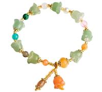 ATMRC Bracciale da donna con perline di cristallo avventurina, ciondolo a forma di fiore, mughetti, braccialetto al quarzo con gemma chakra rosa, for la ricchezza del Feng Shui