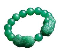 ATMRC Bracciale elasticizzato con perline doppie Pixiu in avventurina naturale, forte talismano for prosperità, denaro e buona fortuna(12MM)