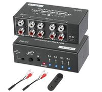 AtNeDcVh L/R Splitter commutatore audio bidirezionale compatibile con RCA a 4 vie, 1 ingresso 4 uscite / 4 ingressi 1 uscita Stereo L/R Selettore canale box con telecomando per altoparlanti