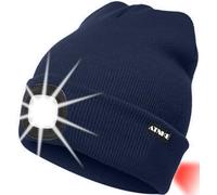 ATNKE 8LED Cappello a Maglia con fari, USB Ricaricabile Lampada da Corsa per proiettori Lampada a Luce ultraluminosa Impermeabile e Allarme Lampeggiante Fanale Posteriore/Light Navy Blue
