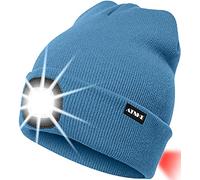 ATNKE 8LED Cappello a Maglia con fari, USB Ricaricabile Lampada da Corsa per proiettori Lampada a Luce ultraluminosa Impermeabile e Allarme Lampeggiante Fanale Posteriore