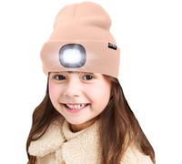 ATNKE Bambini LED Berretto Illuminato Cappelli, USB Ricaricabile 4 LED Torcia Impermeabile Cappelli Notte in Maglia Regali di Natale Leggeri per Ragazze dei Ragazzi/Skin Pink