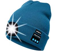 ATNKE Berretto Bluetooth con LED Illuminato, USB Ricaricabile Wireless Musicale Cappello Corsa Ultra Bright 4 LED Impermeabile Lampada per Sci Escursionismo Campeggio Ciclismo