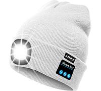 ATNKE Berretto Bluetooth con LED Illuminato, USB Ricaricabile Wireless Musicale Cappello Corsa Ultra Bright 4 LED Impermeabile Lampada per Sci Escursionismo Campeggio Ciclismo