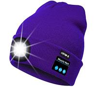 ATNKE Berretto Bluetooth con LED Illuminato, USB Ricaricabile Wireless Musicale Cappello Corsa Ultra Bright 4 LED Impermeabile Lampada per Sci Escursionismo Campeggio Ciclismo