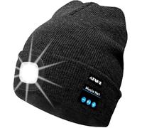 ATNKE Berretto Bluetooth con LED Illuminato, USB Ricaricabile Wireless Musicale Cappello Corsa Ultra Bright 4 LED Impermeabile Lampada per Sci Escursionismo Campeggio Ciclismo