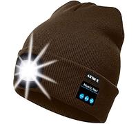 ATNKE Berretto Bluetooth con LED Illuminato, USB Ricaricabile Wireless Musicale Cappello Corsa Ultra Bright 4 LED Impermeabile Lampada per Sci Escursionismo Campeggio Ciclismo
