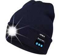 ATNKE Berretto Bluetooth con LED Illuminato, USB Ricaricabile Wireless Musicale Cappello Corsa Ultra Bright 4 LED Impermeabile Lampada per Sci Escursionismo Campeggio Ciclismo