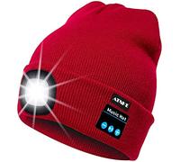 ATNKE Berretto Bluetooth con LED Illuminato, USB Ricaricabile Wireless Musicale Cappello da Corsa Ultra Bright 4 LED Impermeabile Lampada Uso per Sci Escursionismo Campeggio Ciclismo (Rosso)