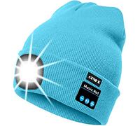ATNKE Berretto Bluetooth con LED Illuminato, USB Ricaricabile Wireless Musicale Cappello da Corsa Ultra Bright 4 LED Impermeabile Lampada Uso per Sci Escursionismo Campeggio Ciclismo (Azzurro)