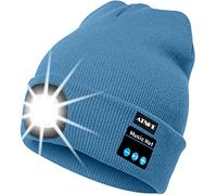 ATNKE Berretto Bluetooth con LED Illuminato, USB Ricaricabile Wireless Musicale Cappello da Corsa Ultra Bright 4 LED Impermeabile Lampada Uso per Sci Escursionismo Campeggio Ciclismo (Magnolia Blu)