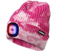 ATNKE Bright LED Lighted Beanie cap Unisex Ricaricabile Beam Hat Red e Blue Glow Flashing Alarm Bulb Headlamp (Tie Dye Rosa, Taglia Unica)
