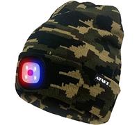 ATNKE Bright LED Lighted Beanie cap Unisex Ricaricabile Beam Hat Red e Blue Glow Flashing Alarm Bulb Headlamp/Camouflage Green