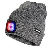 ATNKE Bright LED Lighted Beanie cap Unisex Ricaricabile Beam Hat Red e Blue Glow Flashing Alarm Bulb Headlamp/Blended Black White