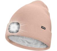 ATNKE LED Cappello con Luce,USB Ricaricabile 4 LED Luce Cappello da Corsa Invernale Calda Pile Foderato Berretto Lavorato Maglia Regali per Uomo e Donna/Skin Pink
