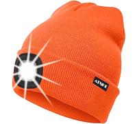 ATNKE LED Cappello Illuminato Berretto,USB Ricaricabile Cappello da Corsa 4 LED Impermeabile Luce Invernale Calda Lampada Frontale Regali per Uomo e Donna/Bright Orange