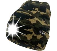 ATNKE LED Cappello Illuminato Berretto,USB Ricaricabile Cappello da Corsa 4 LED Impermeabile Luce Invernale Calda Lampada Frontale Regali per Uomo e Donna/Camouflage Green