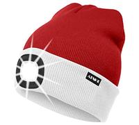 ATNKE LED Cappello Illuminato Berretto,USB Ricaricabile Cappello da Corsa 4 LED Impermeabile Luce Invernale Calda Lampada Frontale Regali per Uomo e Donna/White/Red Christmas