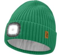 ATNKE LED Illuminato Berretto Cappello,USB Ricaricabile 4 LED Corsa Cappello Torcia Mani Libere Testa Lampada Invernale Calda Pile Foderato Lavorato Beanie Regali per Uomo e Donna/Green