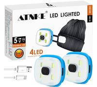ATNKE Sostituzione LED Cappello Illuminato Berretto, USB Tipo C Ricaricabile Ultra Luminoso Leggero Mani libere Torcia Testa Regali per Uomo e Donna/Type C/White Light-2PC
