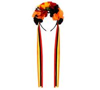 Atoden Corona di fiori per il giorno dei morti con rose e teschio, corona floreale messicana, copricapo con nastro, per donne e ragazze, rosso, nero, arancione