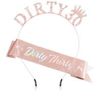 Atoden Decorazioni per il 30° compleanno per lei 30° compleanno fascia e corona sporca 30 tiara fasce per capelli Dirty Thirty Queen Crown Regali per donne di 30 anni oro rosa